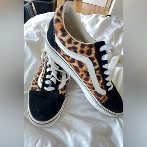 Vans leopard and velvet tennis shoe